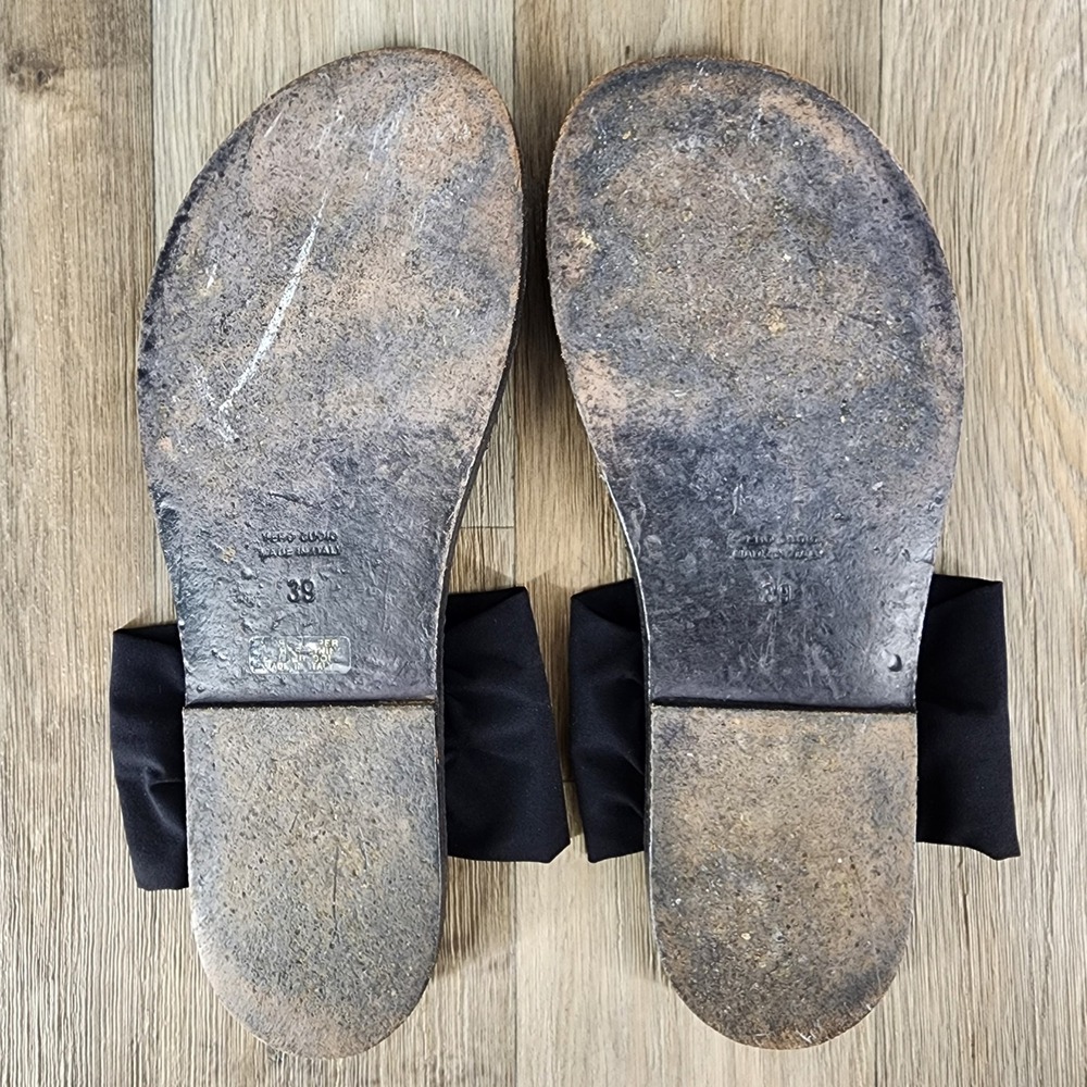 Steven by Steve Madden Black‎ Thong Sandals Size 39 Leather Sole Made in Italy - Picture 3 of 6